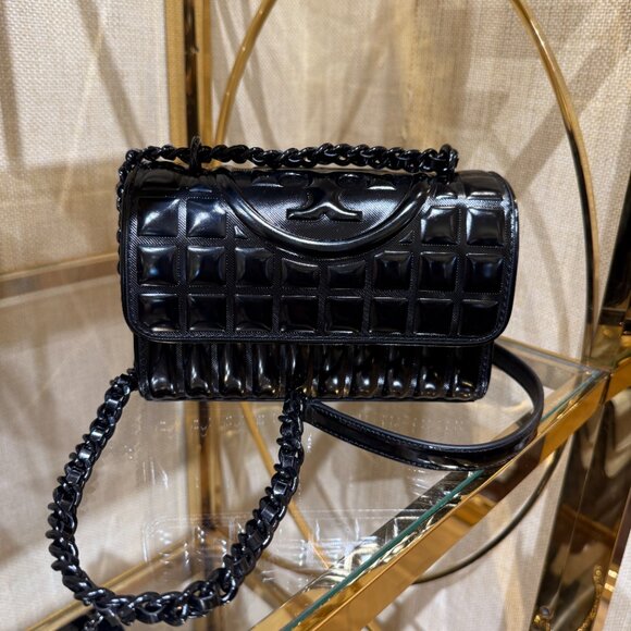 Tory Burch SMALL FLEMING METALLIC QUILT CONVERTIBLE SHOULDER BAG 155938 $548 - Picture 7 of 11